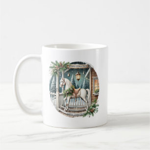 Festive Christmas rocking horse add monogram Coffee Mug