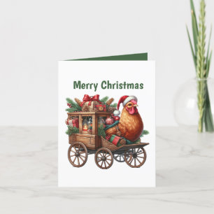 Festive Christmas rooster customisable Holiday Card