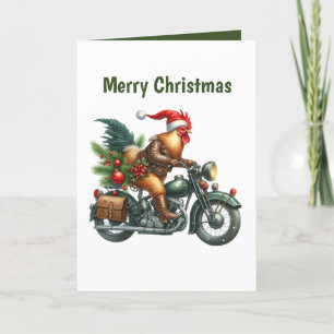 Festive Christmas rooster customizable   Holiday Card