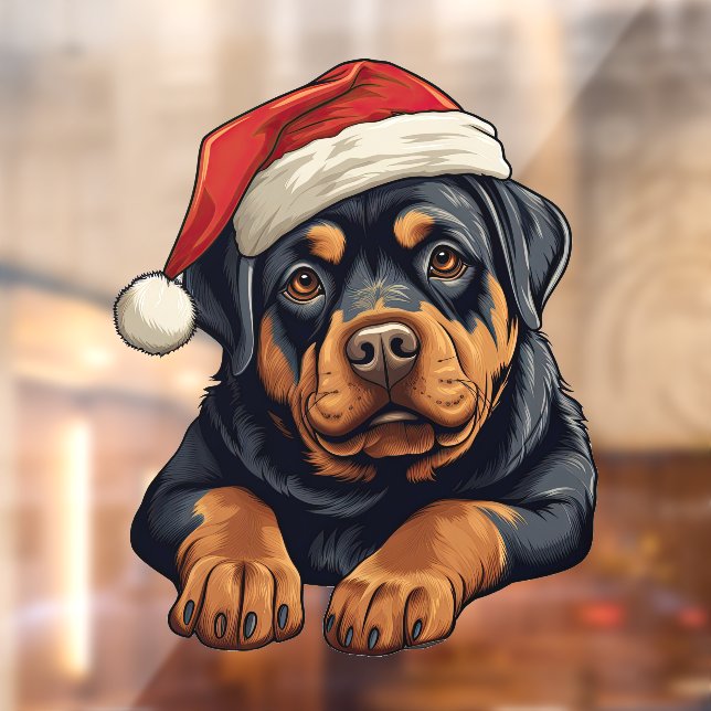 Festive Christmas Rottweiler Window Cling (Sheet 2)