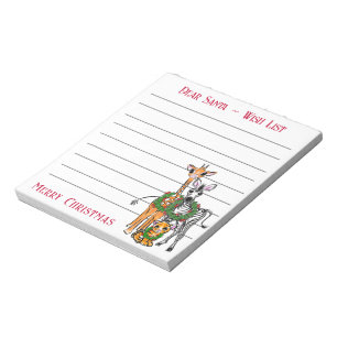 Festive Christmas safari friends, wish list Notepad