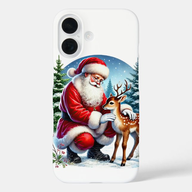 Festive Christmas Santa and deer  Case-Mate iPhone Case (Back)