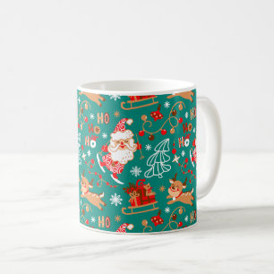 Festive Christmas Santa and Reindeer Coffee Mug