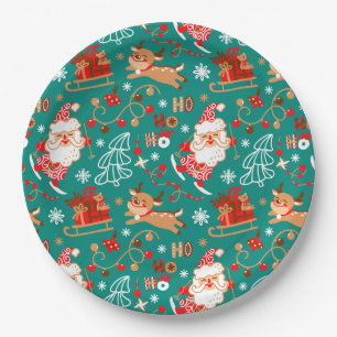 Festive Christmas Santa and Reindeer Paper Plate