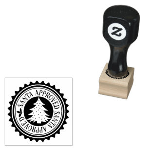 Festive Christmas Santa approved  Rubber Stamp
