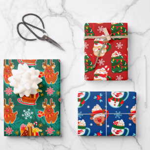 Festive Christmas Santa Cocoa  Wrapping Paper Sheet
