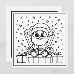 Festive Christmas Santa coloring  Holiday Card