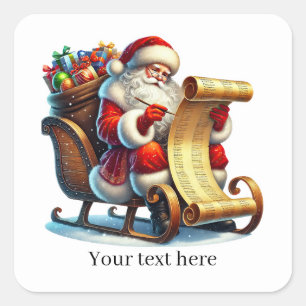 Festive Christmas Santa customisable Square Sticker