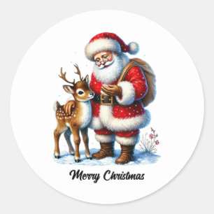 Festive Christmas Santa customizable  Classic Round Sticker