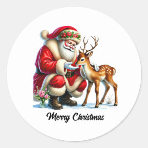 Festive Christmas Santa customizable  Classic Round Sticker