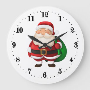 Festive Christmas Santa Holiday Large Clock