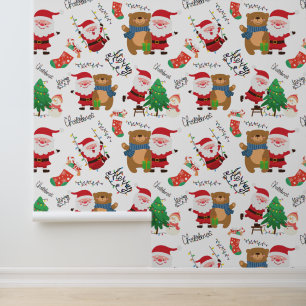 Festive Christmas Santa tiled pattern Wallpaper