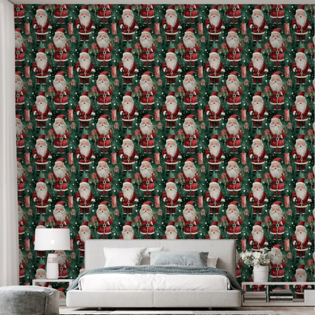 Festive Christmas Santa tiled  Wallpaper (Bedroom)