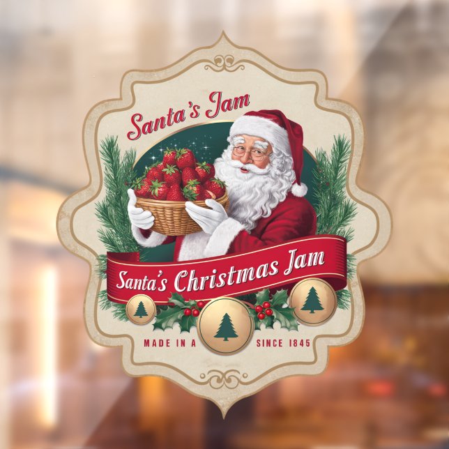 Festive Christmas Santa's Jam vintage Window Cling (Sheet 2)