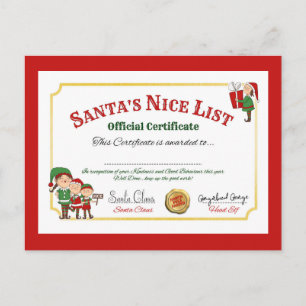 Festive Christmas Santa's Nice list Holiday Postcard