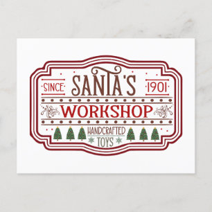 Festive Christmas Santa's workshop Holiday Postcard