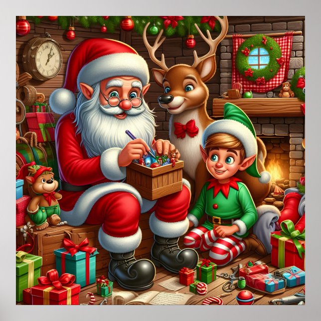 Festive Christmas Santa's workshop  Poster (Front)