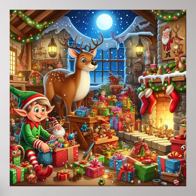 Festive Christmas Santa's workshop  Poster (Front)