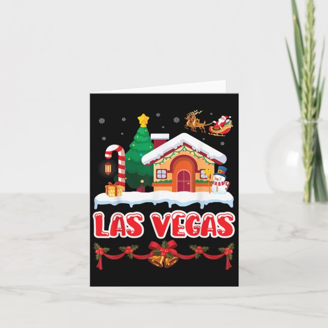 Festive Christmas Scene In Las Vegas Winter Wonder Card (Front)