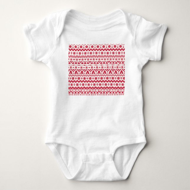 Festive Christmas seamless pattern. Baby Bodysuit (Front)