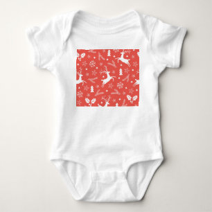Festive Christmas Seamless Pattern Baby Bodysuit