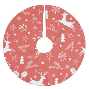 Festive Christmas Seamless Pattern Brushed Polyester Tree Skirt