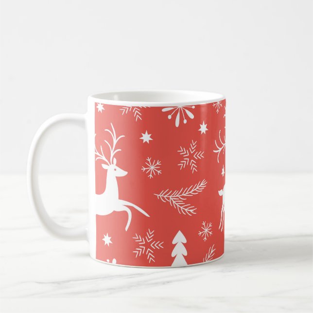 Festive Christmas Seamless Pattern Coffee Mug (Left)