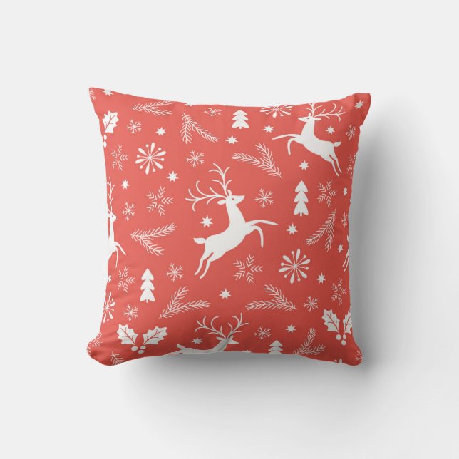 Festive Christmas Seamless Pattern Cushion (Front)