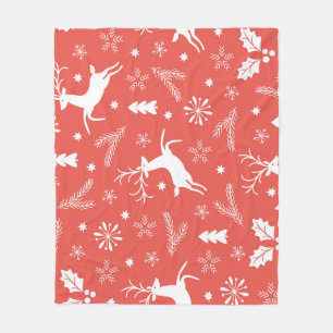 Festive Christmas Seamless Pattern Fleece Blanket
