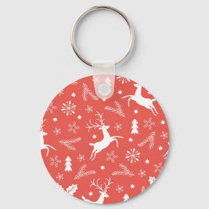 Festive Christmas Seamless Pattern Key Ring
