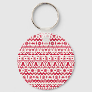 Festive Christmas seamless pattern. Key Ring