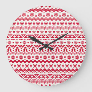 Festive Christmas seamless pattern. Large Clock