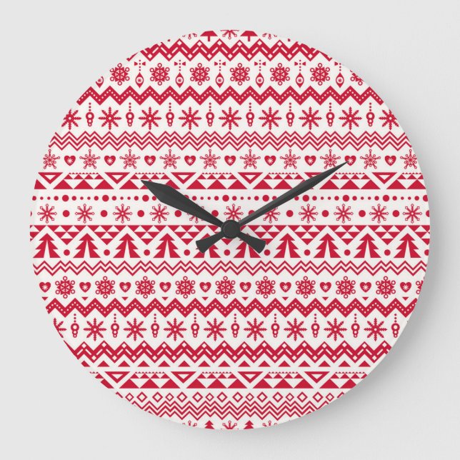 Festive Christmas seamless pattern. Large Clock (Front)