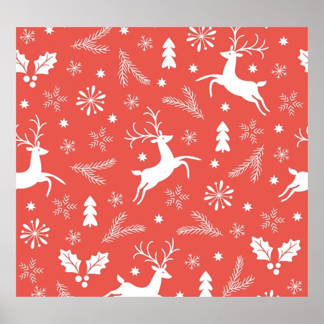 Festive Christmas Seamless Pattern Poster (Front)