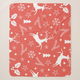 Festive Christmas Seamless Pattern Sherpa Blanket