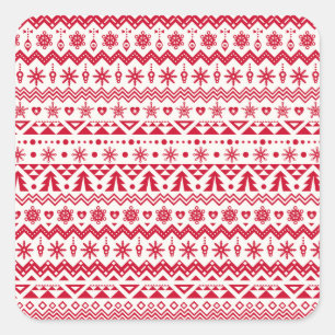 Festive Christmas seamless pattern. Square Sticker