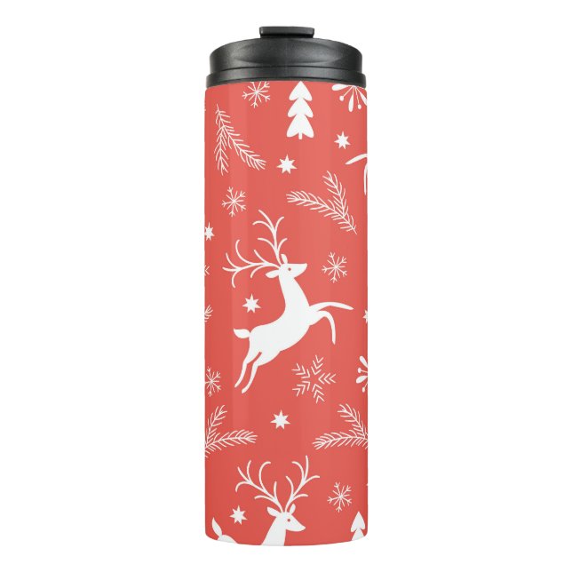Festive Christmas Seamless Pattern Thermal Tumbler (Front)