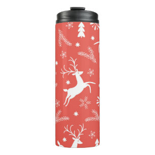 Festive Christmas Seamless Pattern Thermal Tumbler