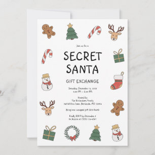 Festive Christmas Secret Santa Gift Exchange Party Invitation