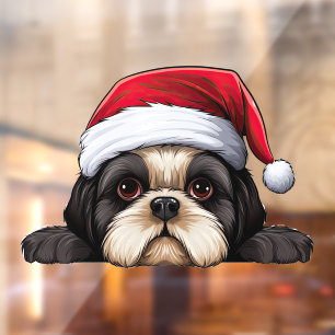 Festive Christmas Shih Tzu Window Cling