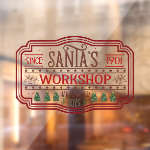Festive Christmas shop Santa's workshop Window Cling