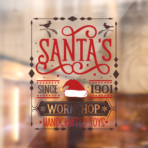 Festive Christmas shop Santa's workshop  Window Cling