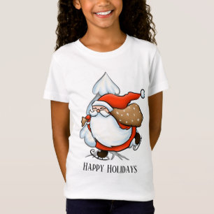 Festive Christmas skating Santa add text T-Shirt