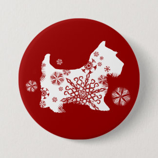 Festive Christmas Snowflake Dog 7.5 Cm Round Badge