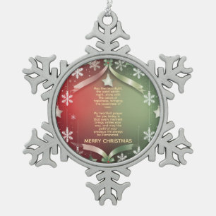 Festive Christmas Snowflake Frame with Stars Snowflake Pewter Christmas Ornament