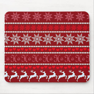 Festive Christmas Snowflake Pattern Mouse Mat