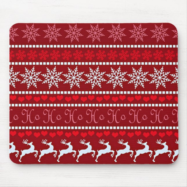 Festive Christmas Snowflake Pattern Mouse Mat (Front)