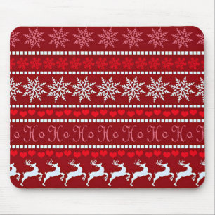 Festive Christmas Snowflake Pattern Mouse Mat