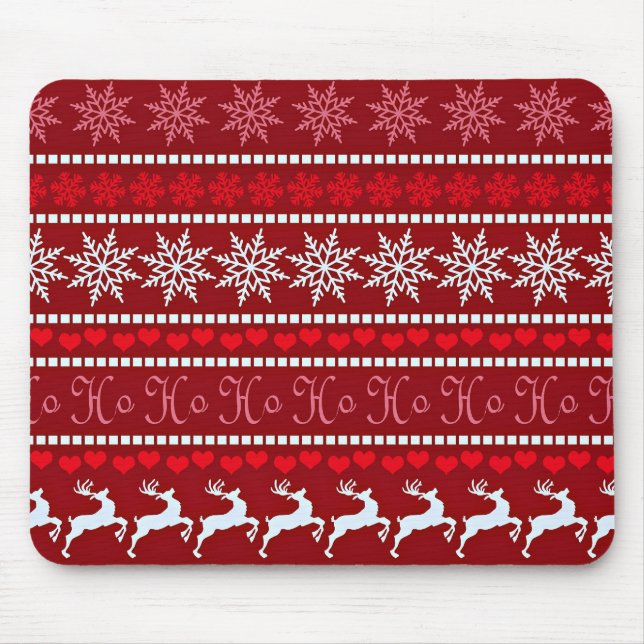 Festive Christmas Snowflake Pattern Mouse Mat (Front)