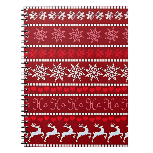 Festive Christmas Snowflake Pattern Notebook (Front)